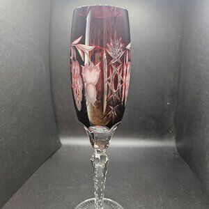 Vintage Ajka Marsala Crystal Purple to Clear Champagne Glass
